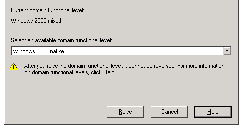 Raise Functional Level Active Directory