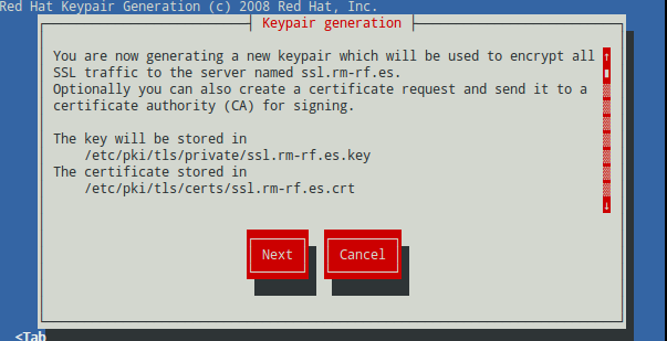Generar un certificado SSL con genkey (Red Hat Keypair Generation) 1