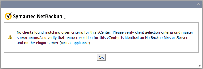 symantec netbackup vcenter